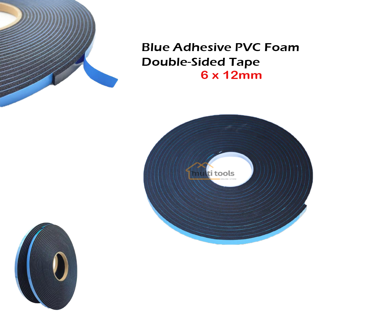 6 x 12mm Thickness Blue Adhesive Pvc Foam Double-Sided Tape